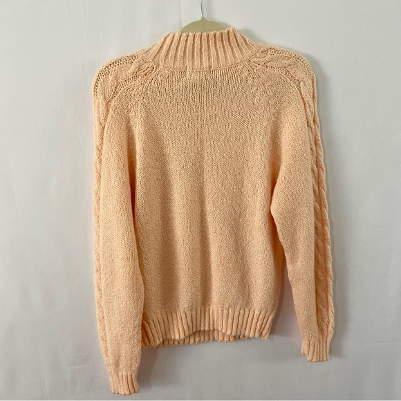 Vintage 80s peach pink knit turtleneck mock neck sweater long sleeve Mervyns TJW - Picture 4 of 6